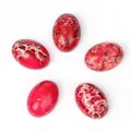 Vue détaillée de haute qualité de cabochons ovales en turquoise impériale rouge pour bijoux - 2 Pièces/Pack (10x14mm) / Turquoise Impériale Rouge