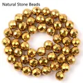 Gefacetteerde gouden hematiet ronde kralen voor het maken van DIY handgemaakte sieraden - 2mm Ong. 193 Stuks / Gefacetteerde Gegalvaniseerde Gouden Hematiet