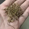Crochets d'oreilles dorés avec bille et ressort pour la création de bijoux DIY - 50 Pièces/Paquet / Bronze