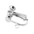 Silver-plated screw-back ear clip converter for non-pierced ears DIY jewelry component - With Hanging Loop / 1 Piece / White Gold