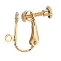 High-quality gold plated screw-back earring converter for non-pierced ears DIY jewelry - With Hanging Loop / 1 Piece / 18K Gold