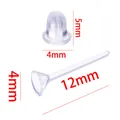 Set of transparent plastic bullet earring backs and flat-head studs with dimensions - Cup Stud (202003081) / 100 Sets (4mm)