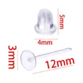 DIY jewelry accessories: Transparent plastic bullet earring backs and 12mm pins set - Flat Stud (202003081) / 100 Sets (3mm)