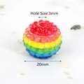 Detail of a 20mm rainbow striped resin rhinestone ball bead for DIY crafts. - 1 Piece/Pack (20mm) / Rainbow