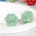 Macro detail of mint green rose camellia beads with sparkling rhinestones for DIY jewelry crafting - 1 Piece/Pack (20mm) / Green