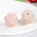 Macro detail of pink resin camellia beads with rhinestones for DIY jewelry - 1 Piece/Pack (20mm) / Light Pink