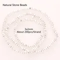 Close-up of silver-plated hematite faceted beads arranged in strands for DIY jewelry - Octagon Cut Style / 3x2mm (About 200pcs/Strand) / Bright Silver