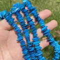 Detail view of 7-14mm blue bohemian crushed shell beads strand for DIY jewelry making - Single String / Blue