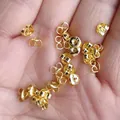Premium gold-plated S925 sterling silver butterfly earring backs for stud earrings - 925 Stamped Round Style (S143S144) / 1 Piece / 18K Gold