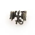 Detailed vintage bronze dragon open ring featuring a punk style adjustable wing design - Wyvern Style (V1R3) / Adjustable Open / Bronze