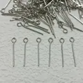 Macro detail of silver plated eye pins for DIY jewelry making and handmade beadwork - 20mm (Price Per Gram) / White K/Silver