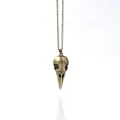 Antike Bronze Punk Vogel Schädel Anhänger Halskette für Halloween dunklen Gothic Stil - Antikbronze