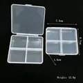 Transparent 4-compartment plastic box dimensions: 7.3x6.7x1.6cm, 12.9g - 4 Grids Box 7.3x6.7x1.6cm