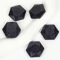 Detailed view of hexagonal faceted blue goldstone pendants with a shimmering starry effect - 2 Pieces / Blue Sandstone Faceted Hexagon