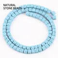 High-quality 4x4mm blue square lava stone beads for DIY handmade jewelry crafts - 85 Pieces/Pack / Sky Blue