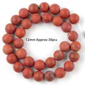 Macro view of 12mm red jasper natural stone beads for DIY jewelry making crafts - Matte Red Jasper / 12mm / Red Stone (Matte)