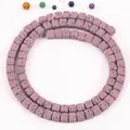 Detailed texture of 4x4mm purple square lava stone beads for DIY jewelry making - 85 Pieces/Pack / Purple