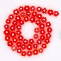 Close-up of 8mm red plum blossom lampwork glass beads for DIY jewelry making accessories - Approx 52 Pieces per Strand / Red