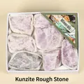 Gift box with natural raw kunzite stones for crystal healing or aromatherapy - Box of Kunzite Raw Stones (GN696) / 1 Box Pack (8x9.5x4cm)