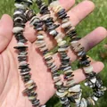Close-up of irregular black and white shell stone beads for DIY jewelry making 38cm - Single String / Black and White