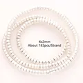 Primo piano di perline di ematite argentata 4x2mm per la creazione di gioielli fai-da-te - Stile Pezzo Rotondo Arcato a Foro Orizzontale / 6mm (Circa 68pz/Filo) / Argento lucido