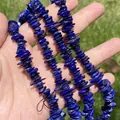 Detailed view of natural blue lapis lazuli stone chips for DIY jewelry making accessories - Single String / Dark Blue