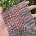 Macro view of iridescent AB crystal round beads for professional DIY jewelry making - 4mm (Approx. 99 Pcs/Strand) / AB Purple Blue Green