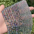 Detailed view of iridescent AB color round crystal beads for DIY jewelry accessories - 4mm (Approx. 99 Pcs/Strand) / AB Green Magenta