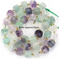 Macro detail of natural multi-color faceted fluorite cube beads for jewelry making. - Faceted Cube (8mm)