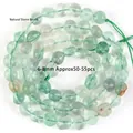 Close-up detail of 6-8mm natural green fluorite loose beads for DIY bracelet crafts - Irregular Round