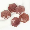 Hexagonal faceted reddish strawberry quartz natural stone pendant for DIY jewelry - 2 Pieces / Strawberry Quartz Faceted Hexagon