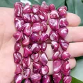 Close-up of 9-14mm irregular magenta shell beads with natural luster for DIY jewelry craft - Irregular Sea Shell / 9-14mm (Approx 35 Pieces) / Dark Purple