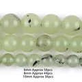 Détail macro de perles de préhnite naturelle en 6mm, 8mm et 10mm pour bijoux artisanaux - Perles rondes / 4mm / Jade de Prehnite 4mm