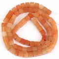 Detail von 4x4mm orangefarbenen Naturstein-Quadratperlen für die Schmuckherstellung - Ca. 86-92 Stück/Packung / Orangegelb (Roter Aventurin)