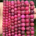 Natural rose red agate chalcedony round loose beads for DIY jewelry craft 6 8 10mm - 6mm (Approx. 58 Pieces) / Matte Optimized Rose Red Jade Agate