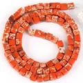 Detailansicht von 4x4mm orangefarbenen Imperial Tiger Türkis quadratischen Perlen - Ca. 86-92 Stück/Packung / Orange (Kaiserlicher Jaspis)