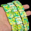 20mm multicolor square turquoise beads for DIY jewelry making and bracelet accessories - 20mm (Approx 18 Pieces) / Yellow Green Flat Square Turquoise