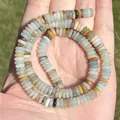 Macro detail of natural colorful Amazonite stone abacus beads for jewelry making. - Irregular Shape / Disc Amazonite 2x6mm