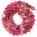 Polished vibrant pink natural stone beads strand for DIY jewelry and crafts making - 6mm / Watermelon Tourmaline Look