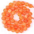 Polished vibrant orange round natural stone loose beads for DIY handmade jewelry crafting - 6mm / Orange Angel Stone