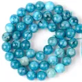 Hochwertige cyanblaue Naturstein-Aquamarin-Rundperlen für die DIY-Schmuckherstellung - 6mm / Optimierter Apatit