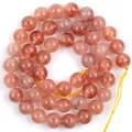 Natürliche rosa Erdbeerquarz-Rundperlen für die DIY-Schmuckherstellung 6 8 10mm - 6mm / Behandelter Sonnenstein
