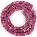Detailed macro view of 4x4mm purple imperial jasper square spacer beads for jewelry making - Approx 86-92 Pieces/Pack / Purple (Imperial Jasper)