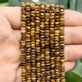 Makro-Detail von 4x2mm Natur-Tigerauge-Abakus-Steinperlen für die Schmuckherstellung - Ein Strang (Ca. 160 Stück) / Gelbes Tigerauge