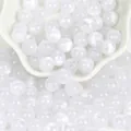 Perle tonde in resina occhio di gatto bianche con effetto glitter per gioielli fai-da-te - 8MM (100 Pezzi/Confezione) / Occhio di Gatto Bianco