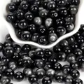 Perline in resina effetto occhio di gatto nero con fori dritti per creazione gioielli - 8MM (100 Pezzi/Confezione) / Occhio di Gatto Nero