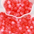 Perle tonde in resina occhio di gatto rosa con glitter per la creazione di gioielli - 8MM (100 Pezzi/Confezione) / Occhio di Gatto Rosa Rosso