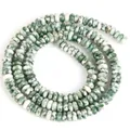 Natürliche grün-weiße Stein-Abakus-Abstandshalterperlen für DIY-Schmuckzubehör Basteln - 2x4mm Abakusperlen (ca. 160 Perlen/Strang) / Grüner Punktstein
