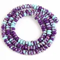 Detailansicht von 2x4mm lila und türkisen Naturstein-Abakus-Abstandshaltern. - 2x4mm Abakusperlen (ca. 160 Perlen/Strang) / Violett-Seeblauer Kaiserstein