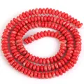 Nahaufnahme von 2x4mm roten Naturstein-Abakus-Perlen für das Basteln von Schmuck - 2x4mm Abakusperlen (ca. 160 Perlen/Strang) / Roter Kaiserstein